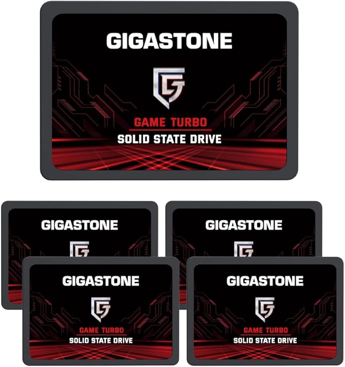 Gigastone 256GB Game Turbo SSD (5-Pack) Up to 540MB/s with SLC Caching Gaming/PC/Desktop/Laptop Upgrade SSD- 5-Year Warranty 2.5" SATA Internal Disk Solid State Drives 2.5 inches SATA 3.0 Disk
