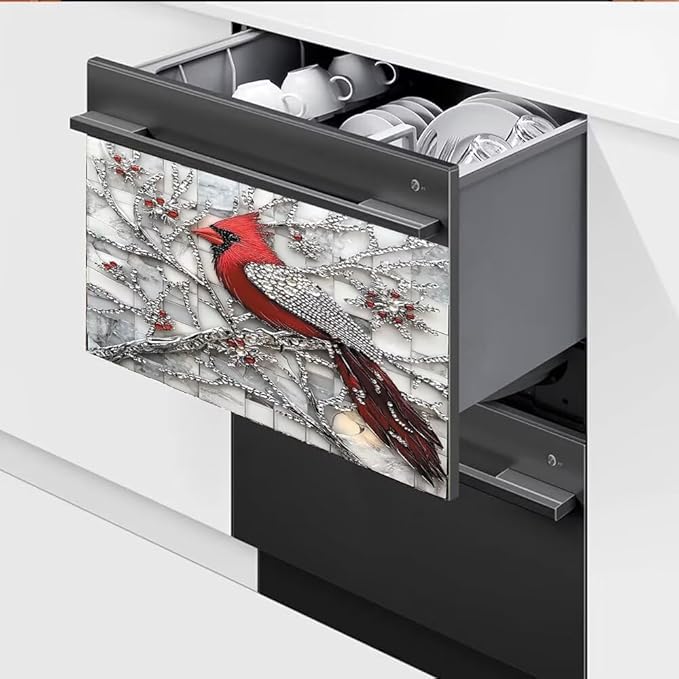 Diamond Branch Cardinal Dishwasher Magnet Cover 23x17 Inch Magnetic Dishwasher Cover Kitchen Decor Refrigerator Magnets Sticker Appliance Protector