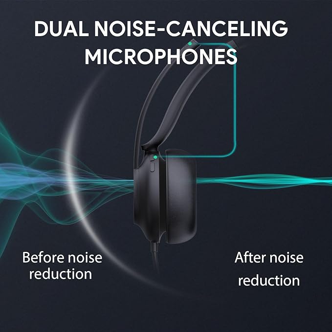 Yealink UH37 Professional USB Headset with Microphone for PC Laptop Noise Cancelling & Volume Control VoIP Skype Online Conference(USB-C/A)