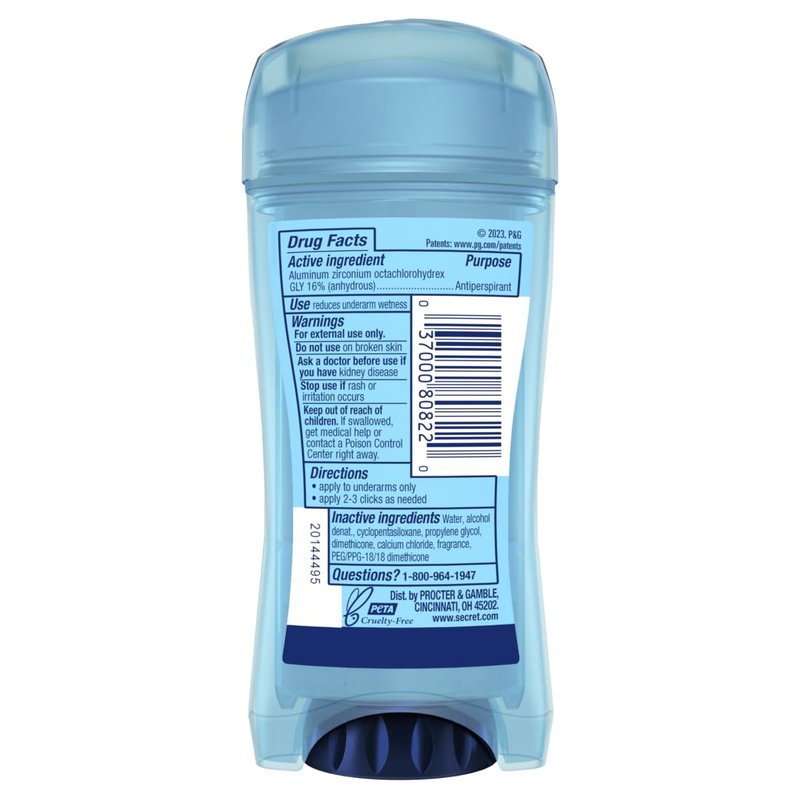 Secret Outlast Clear Gel Antiperspirant Deodorant for Women, Completely Clean, 2.6 oz (Pack of 4)