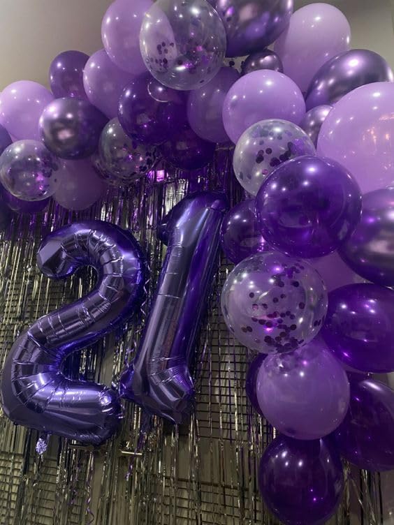 Purple Number 21 Balloon - 40 Inch Birthday Decoration for 21st Party | Perfect for Girls & Boys