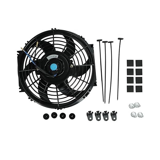 FSBCGT 2PCS 10 Inch Universal High Performance Slim Fan Push Pull Electric Radiator Cooling Fan 12V 80W Mount Kit Black