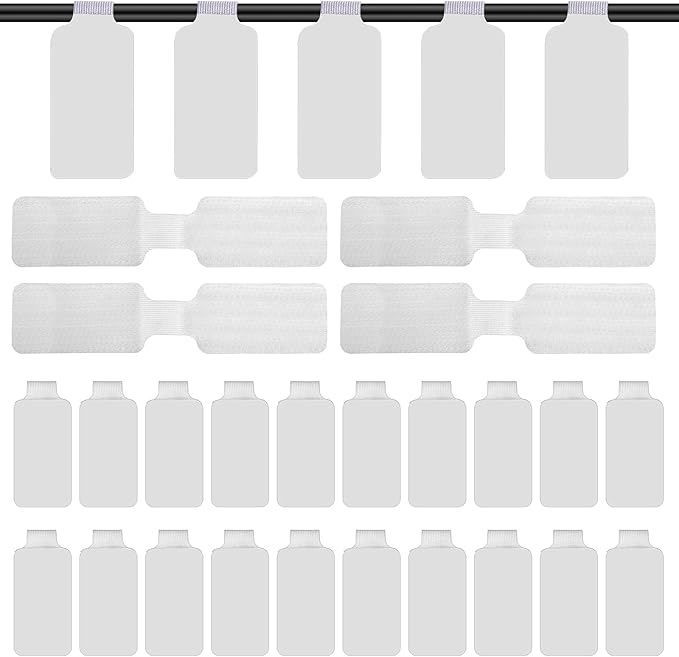 Eersida 60 Pieces Self Adhesive Cable Labels Wire Labels Nylon Writable Cord Tags Waterproof White Wire Cable Tags for Electronics Office Computers Management and Identification(Rectangle,3.54 Inch)