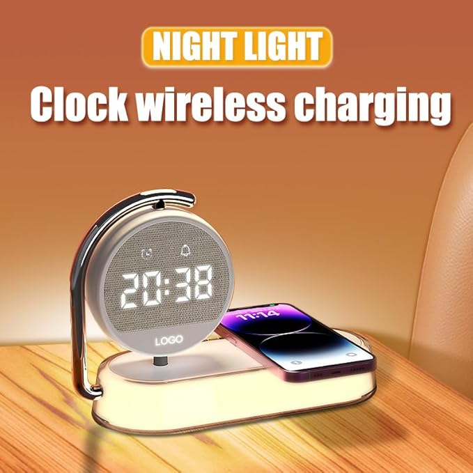 OTXKOO 3 in1 mutifunction Mobile Wireless Charger with Digital Clocks and Night Lights fit for All Series Mobile That Support Wireless