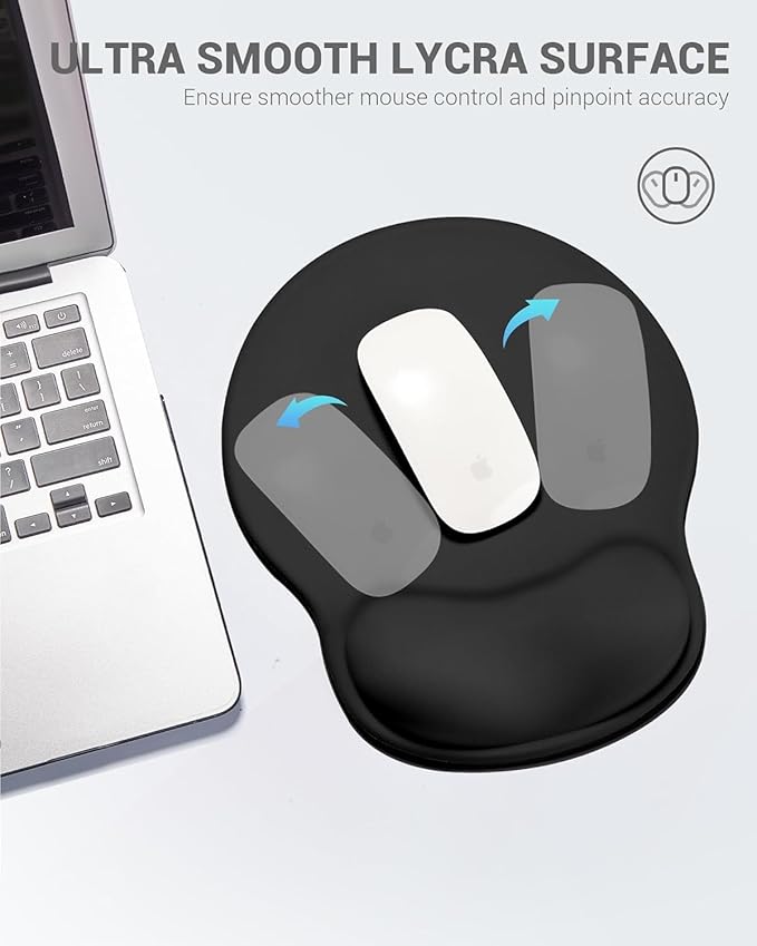 Laborio Ergonomic Mouse Pad with Wrist Rest, Large Mousepad(10.6'' x 9''), Wrist Support Mouse Mat with Non-Slip Base, Pain Relief for Laptop & Computer (Black)