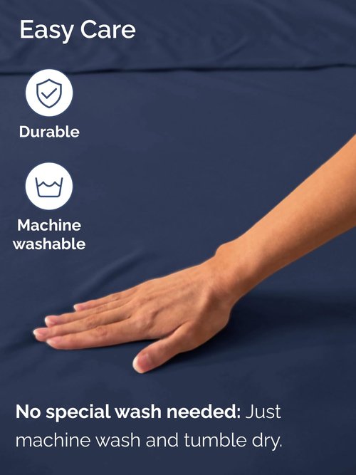 Extra Deep Twin XL Fitted Sheet - Hotel Luxury Single Fitted Sheet Only - Easily Fits 18 inch to 24 inch Mattress - Ultra Soft, Wrinkle Free with Extra Deep Pockets - Breathable & Comfy - Navy Blue