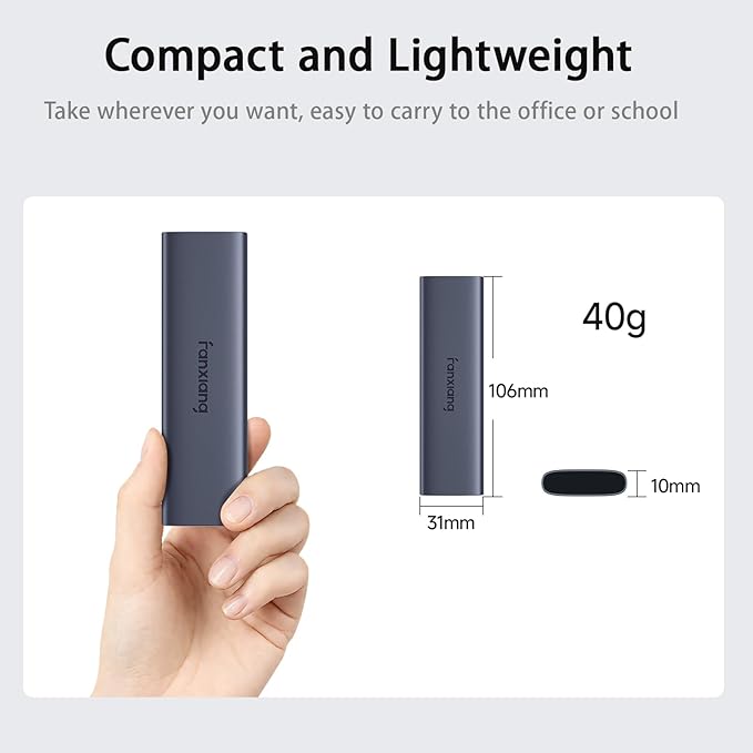 fanxiang 960GB External SSD - Portable SSD External Solid State Drive, 1000MB/s,USB 3.2 Gen2 Type-C, Aluminum Alloy, External Hard Drive for iPhone15/16,Android, Mac, Windows -PS1008