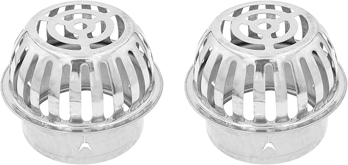 Roof Floor Drain,SAFYY 304 Stainless Steel Roof Drain Dome,Balcony Roof Dome Drain Cover,Yard Outdoor Anti Blocking Strainer,Gardens Gutter Cleaning Tool,Rain Bucket Drainage Parts (2, 110mm/4.3")