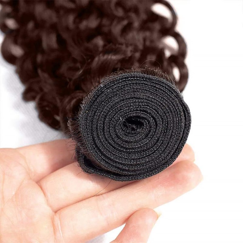 Human Hair Bundles 24 Inch Water Wave Single Bundle #4 Chocolate Brown Human Hair Unprocessed Native Virgin Hair 100g Total 1 Extension Wet and Wavy Human Hair Extensions for Women