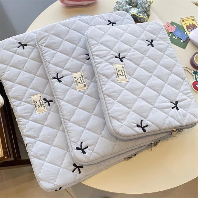 Attria Cute Bow Graphic Carrying Laptop Bag Y2K Preppy Laptop Sleeve Case Bag Kawaii Pad Computer Protect Case Pouch (11 inch,Blue)