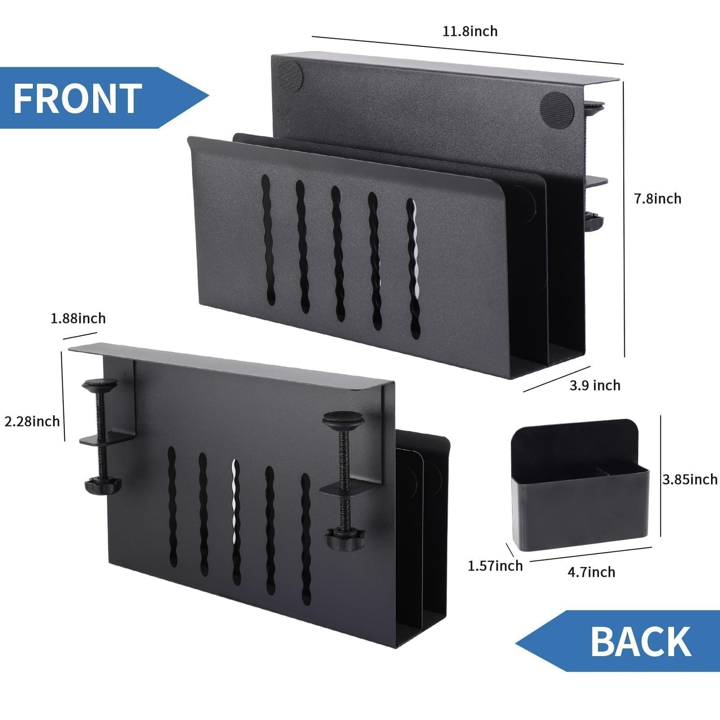 osseph 2 Tier Desk Side Storage Organizer, Under Desk Laptop Holder, No Drill Hanging Desks Caddy for Office & Home, Clamp On Desk Shelf for Tablet, Files, Accessories, Load 30Lbs