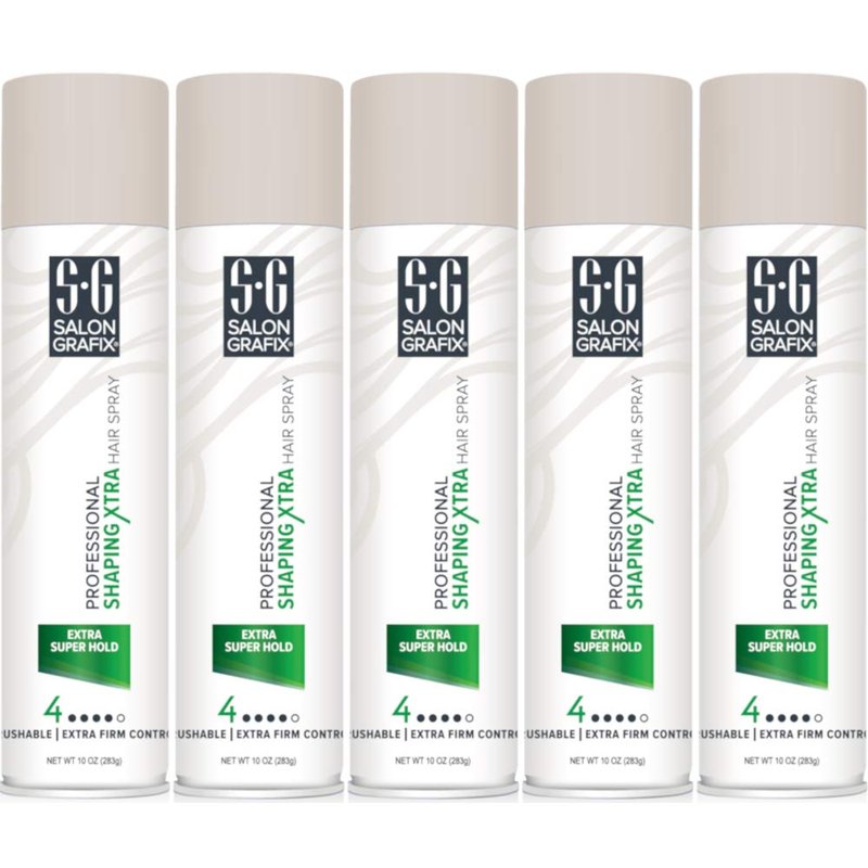 Salon Grafix Professional Shaping Xtra Hair Spray Extra Super Hold 10 oz (Pack of 5)