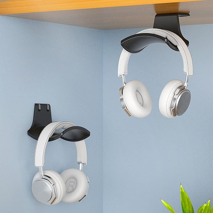 SIROLISA 2-Pack Never Fall Headphone Hooks Hanger Wall Mount, Headset Holder Stand for Universal Gaming Headset Airpods Max Sony Bose Beats, Strong Adhesive by Screws