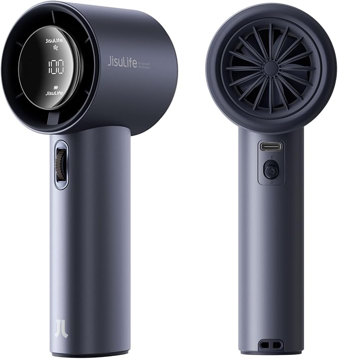 JISULIFE Handheld Fan Pro1 - Next-Gen Airflow: 2–12 Hours Runtime, Pearlescent ABS - Elegant Strength, 1-100 Speed Scroll Wheel, 3600mAh-Portable Fan for Travel, Gifts for Women Men(Stellar Blue)