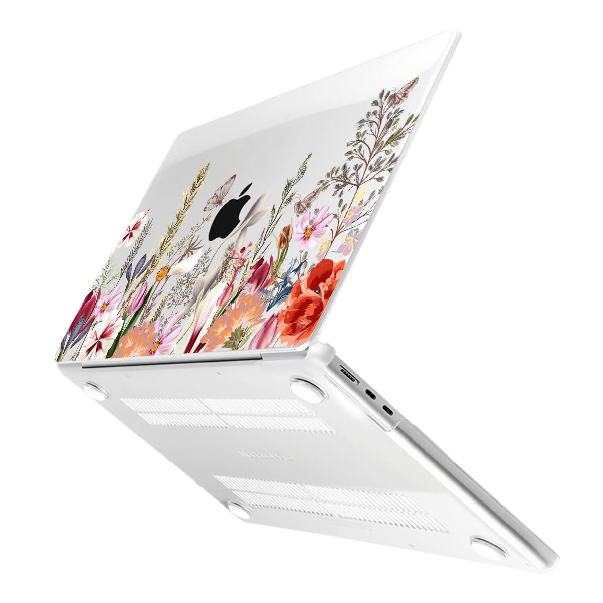Batianda Premium Case for New MacBook Air 15 inch with M5 M4 M3 M2 Chip 2026 2025 2024 2023 Release, Designed Ultra-Slim Hardshell & Keyboard Cover & Screen Protector 4-in-1 Bundle, Flower Field