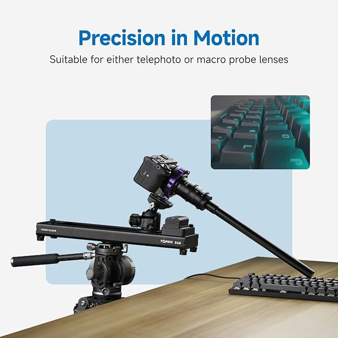 Accsoon Toprig S60 Motorized Camera Slider and Support Arms, Smartphone Dolly Rail Track Slider Compatible with Gopro DSLR Camera for Photography
