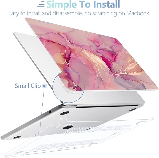 MEEgoodo Case for M5/M4/M3/M2 MacBook Air 13 inch 2026 2025 2024 2022, Fit Model A3449/A3240/A3113/A2681, Case Compatible with MacBook Air 13.6-inch, Gold Splashes Marble