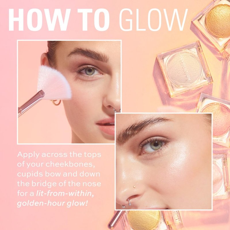 Beam Bright Highlighter - Powder to Liquid Formula for All Over Face Glow | 5 Shades Available