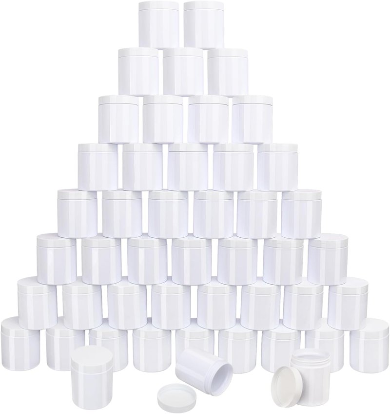 Plastic White Jars with Lids - 8 oz Wide-Mouth Cosmetic Storage for Beads, Lotions, Creams | 47 Packs