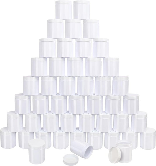 Plastic White Jars with Lids - 8 oz Wide-Mouth Cosmetic Storage for Beads, Lotions, Creams | 47 Packs