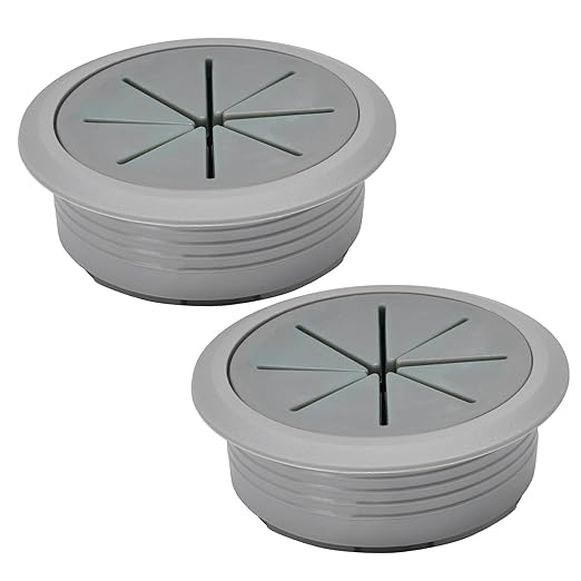 EASYEAH 2 Pcs Desk Grommet 2" / 50 mm, Desk Hole Cover for Cables, Cable Grommet ABS Plastic, Desk Hole Grommet for Home & Office Pc, Detachable Cable Cord Organizer, Dark Grey