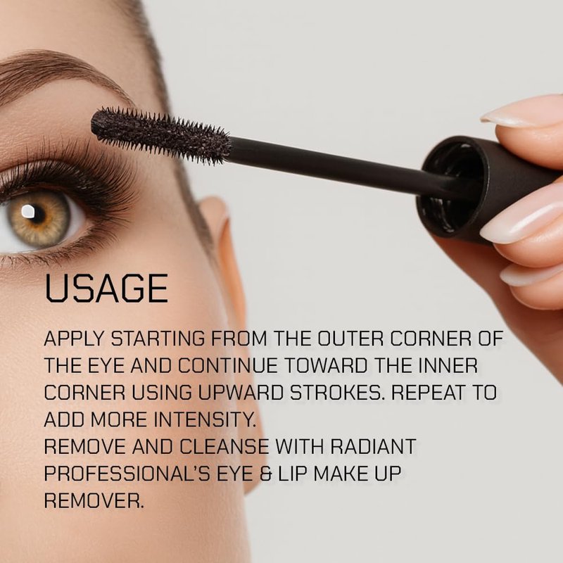 Radiant Professional Studio Mascara – Volumizing & Lengthening Mascara, Smudge-Proof, Non-Clumping, Silicone Brush, Natural Finish for Sensitive Eyes, Clean Vegan Formula, 0.30 oz (02 Electric Blue)