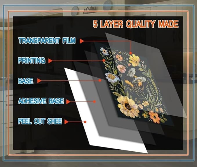 Flower and Bee Painting Dishwasher Magnet Cover Sticker,Refrigerator Magnet Cover Decal Fridge Magnetic Stickers Home Kitchen Decor,23W x 26H inchs