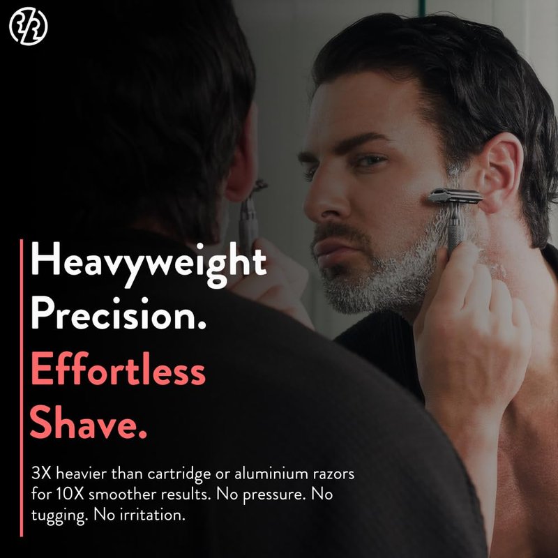 ROCKWELL RAZORS 6C Gunmetal Chrome Safety Razor With 6 Adjustable Shave Settings and 5 Fully Recyclable Razor Blades. Reusable Safety Razors for Men and Women.