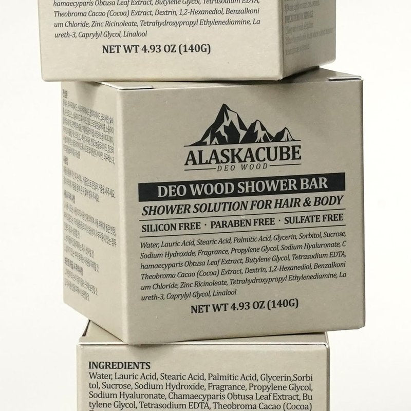 Alaskacube Deo Wood Shower Bath Soap Bar Luxurious Sandalwood Woody Scent Eliminates Body Odor Long Lasting Rich Foam | Body Wash, Shampoo, Deodorant for Men Women Luxury Perfumed Perfect for Gift