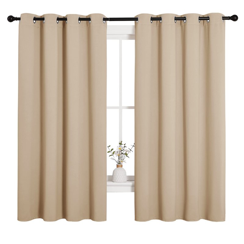 NICETOWN Room Darkening Curtain Panels for Cafe, Thermal Insulated Grommet Room Darkening Draperies/Drapes for Window (Biscotti Beige, 2 Panels, W55 x L68 -inch)