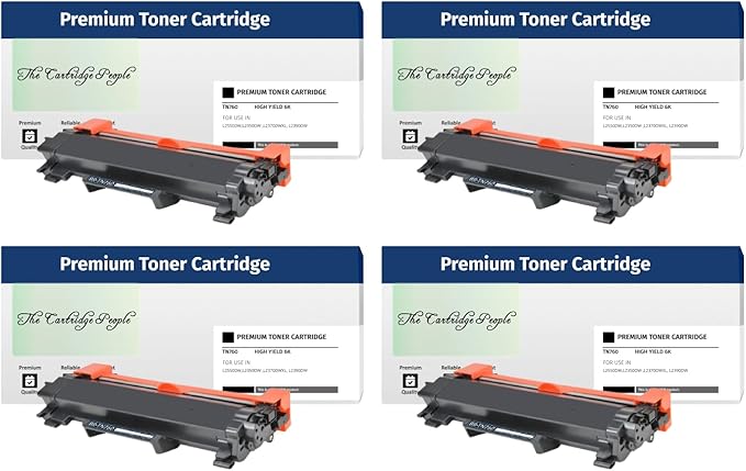 4Pk Jumbo New Compatible for Brother TN760, TN730, Hi-Yield, 6000 Pages Black Toner Cartridge, DCP-L2550DN, DCP-L2550DW, HL-L2310D, HL-L2350DW, HL-L2370DN