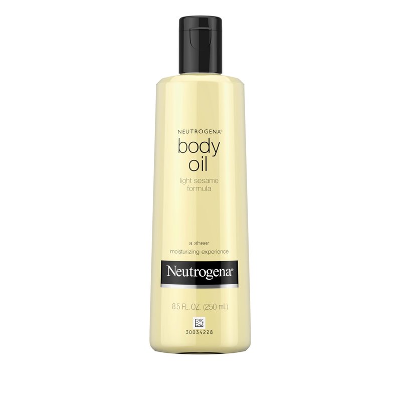 Neutrogena Body Oil Light Sesame Formula, 8.5 fl oz, Radiant Glow Moisturizer for Dry Skin, Bath & Shower Oil For Smooth and Hydrated Skin