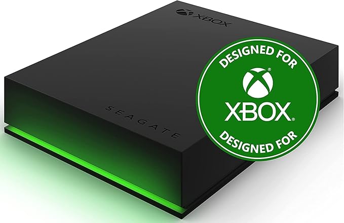 Seagate Game Drive for Xbox 2 TB External Hard Drive Portable HDD - USB 3.2 Gen 1, Black with built-in green LED bar, Xbox Certified, 3 year Rescue Services (STKX2000400)