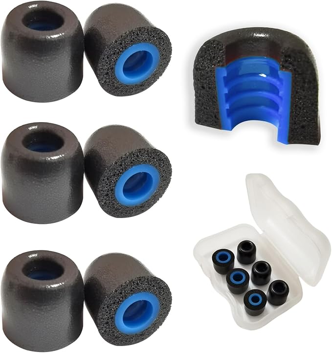 Luckvan Small Memory Foam Tips Replacement Earbuds Tips Fit 4.5mm-6mm Anti-Slip Isolation Noise Replacement Ear Tips Foam for in-Ear Earphones with Storage Box