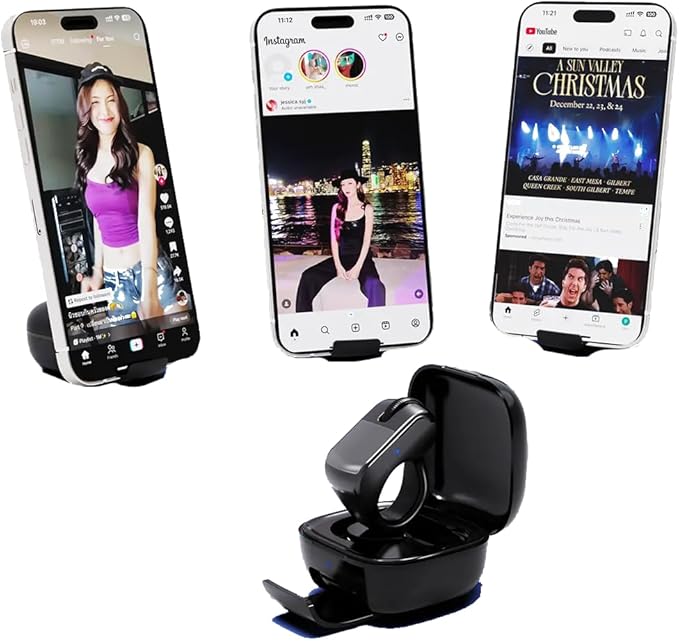 INSTAWOW AirKlc Finger Ring Mouse, Bluetooth Touchpad, Cursor Control, Video Scroll, Compatible with PC, Laptop, Mobile, Tablet