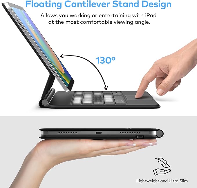 runelk Keyboard Case for iPad 10th Generation 2022 & 11th (A16, 2025) – Magic-Style Keyboard with Multi-Touch Trackpad – Floating Cantilever Stand – Magnetic Case for iPad 10.9 inch 10th / 11th Gen.