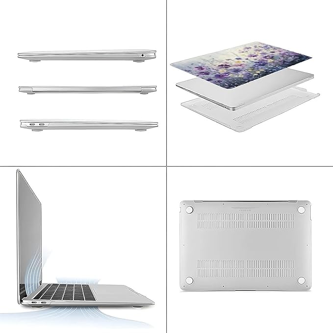 COTAIL Compatible with MacBook Air 13.3 13.6 Inch Case 2022 2021 2020 2019 Plastic Hard Shell Case Cover,13.3 Pro(A1706/A1708/A1989/A2159/A2289/A2338), Purple Wildflowers