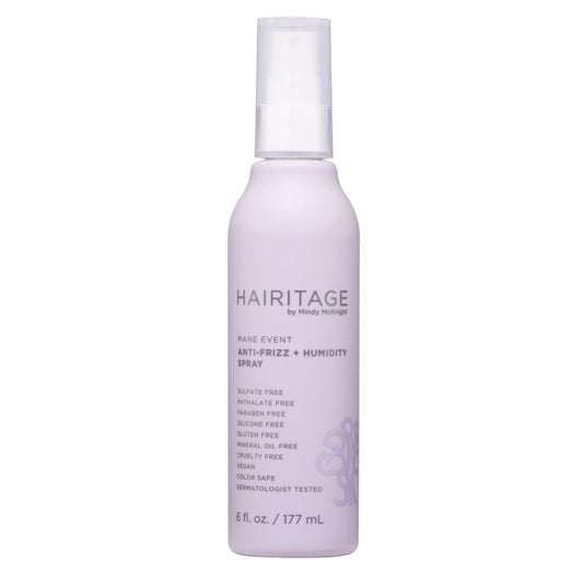 Hairitage Frizz Free + Anti-Humidity Heat Protectant Anti-Frizz Hair Treatment Spray, Hair Thermal Blowout Primer for Shine, Blow Dry Support Styling Mist, 6oz