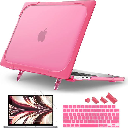 Batianda FlexStand Heavy Duty Case for MacBook Air 13.6 inch, Matte Pink