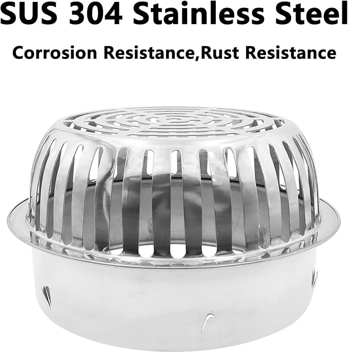 Roof Floor Drain,SAFYY 304 Stainless Steel Roof Drain Dome,Balcony Roof Dome Drain Cover,Yard Outdoor Anti Blocking Strainer,Gardens Gutter Cleaning Tool,Rain Bucket Drainage Parts (1, 200mm/8)