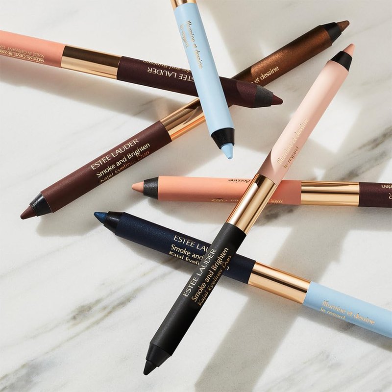 Estée Lauder Smoke and Brighten Long-Lasting Waterproof Kajal Eyeliner Pencil Duo, 0.03 Ounce, Bordeaux/Ivory