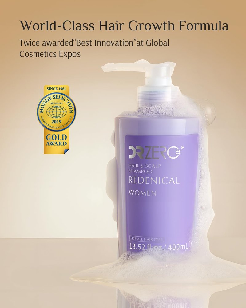 DR ZERO REDENICAL Hair Growth Shampoo for Women | MONDE SELECTION Gold Winner | Swiss Patent Redensyl | Clinically Proven Anti-Thinning | Japanese-Made Volumizing & Repair Shampoo, Gifts for Women