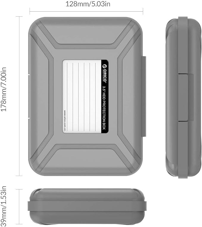 ORICO External Hard Drive Case for 3.5 Inch HDD/SSD 5 Packs Portable Hard Drive Carrying Protective Storage Box Anti-Static and Shockproof -PHX5S