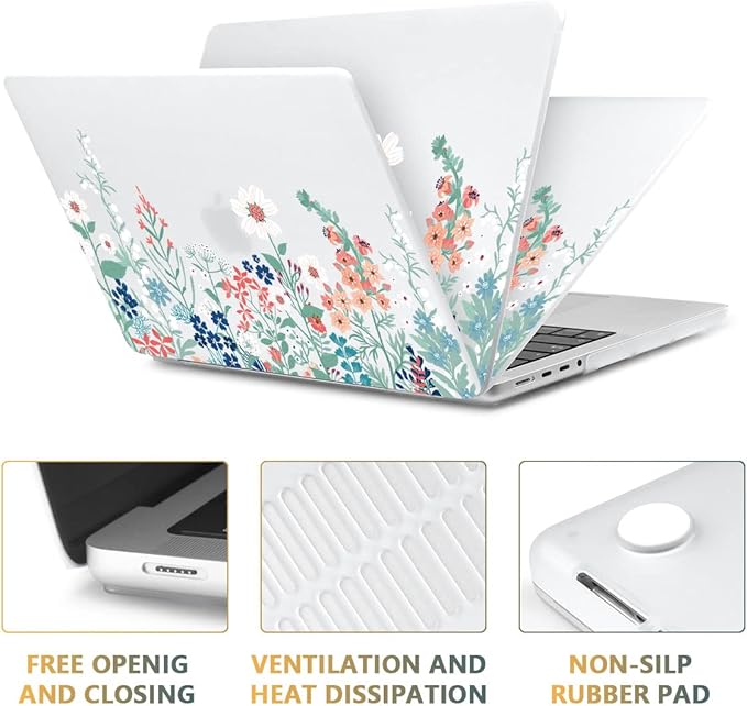 CISSOOK Matte Frosted Wildflower Hard Shell Case for MacBook Pro 14 Inch 2026-2021 Release M5 A3434 M4 A3112 A3185 A3401 M3 A2992 A2918 A2779 M2 A2442 M1, Plastic Cover for MacBook Pro 14