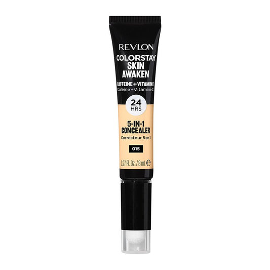 Revlon ColorStay Skin Awaken 5-in-1 Concealer, Lightweight, Creamy Longlasting Face Makeup with Caffeine & Vitamin C, For Imperfections, Dark Circles & Redness, 015 Light, 0.27 Fl Oz