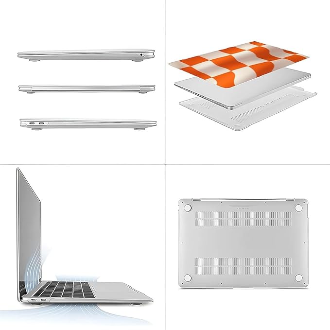 COTAIL Compatible with MacBook Air 13.3 13.6 Inch Case 2022 2021 2020 2019 Plastic Hard Shell Case Cover,13.3 Pro(A1706/A1708/A1989/A2159/A2289/A2338), Orange and White Checkered Flag