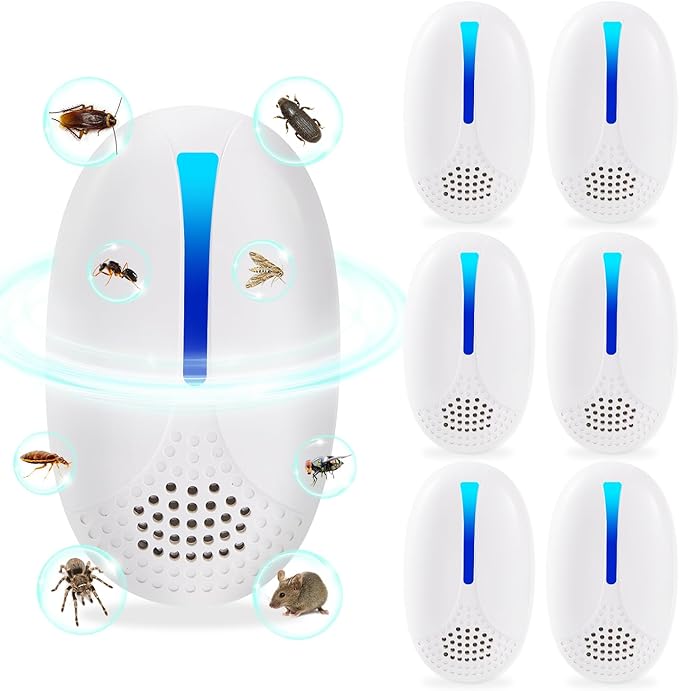 2025 Upgraded Version Ultrasonic Repeller Indoor, Mouse Repellent Plug in, Pest Control, Repellent Roach, Rodent, Mouse, Bugs, Mosquito, Spider, Ant for Home,Kitchen, Office, Warehouse 6 Packs