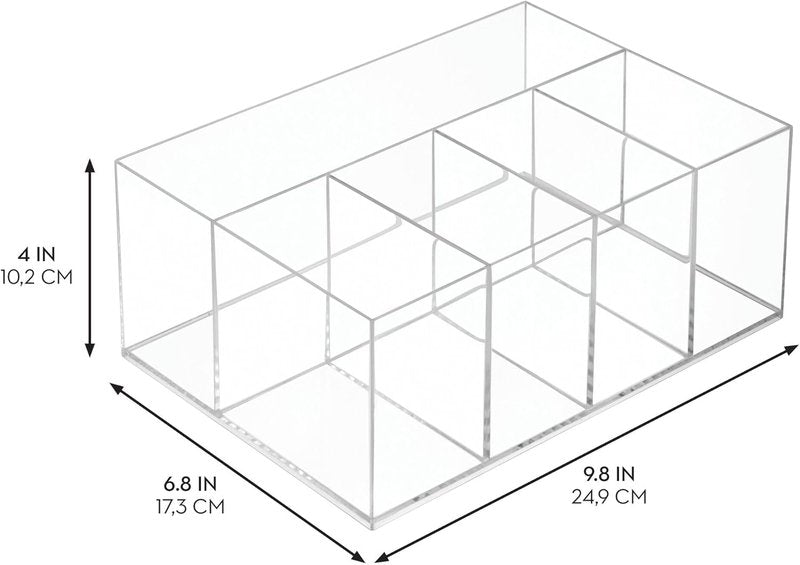 iDesign 5-Section Makeup Organizer - Clear Bathroom Vanity Storage | Set of 2