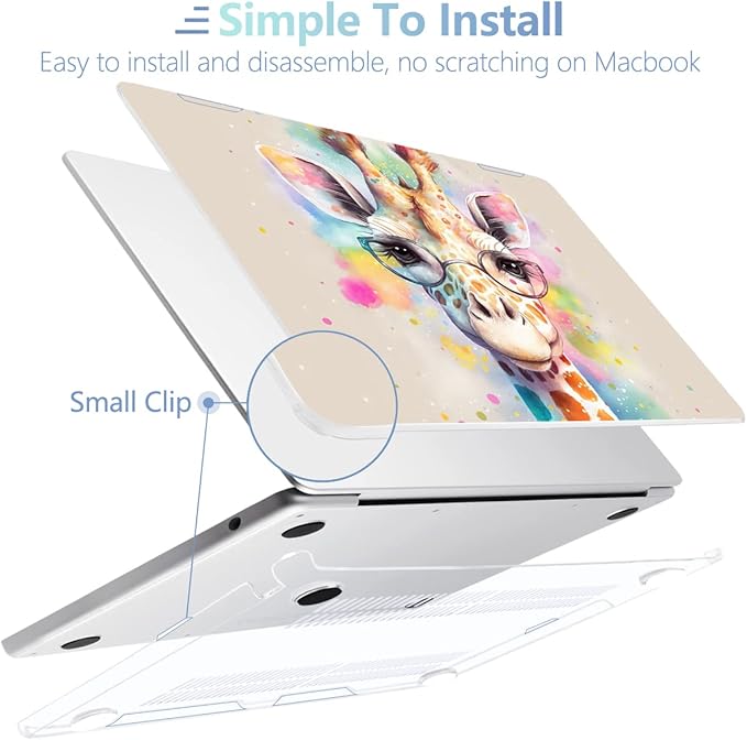 MEEgoodo Case for M5/M4/M3/M2 MacBook Air 13 inch Case 2026 2025 2024 2022, Fit Model A3449/A3240/A3113/A2681, Laptop Hard Shell Compatible with MacBook Air 13.6-inch, Giraffe