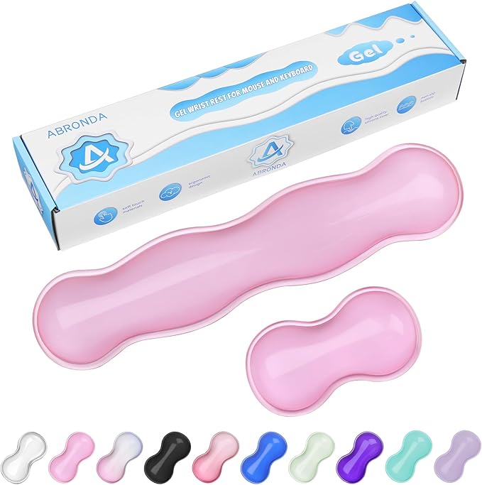 ABRONDA Gel Wrist Rest for Keyboard and Mouse, Wrist Rest for Keyboard, Mouse Wrist Support, Pain Relief, Cool Touch, Non-Skid, Keyboard and Mouse Wrist pad Set